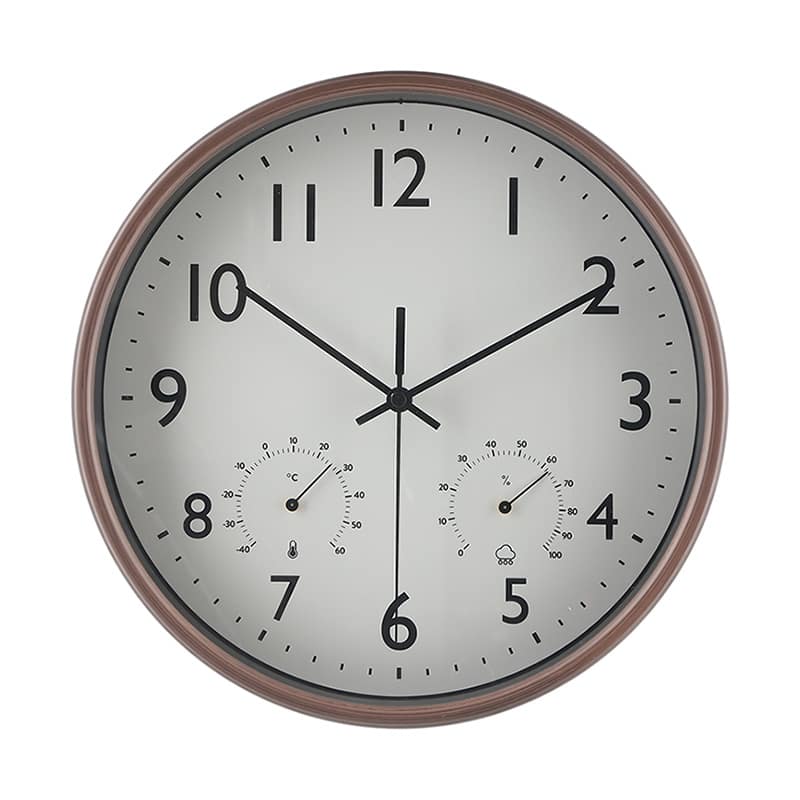 不二貿易 掛時計 温湿度計付 ミエル φ25cm ブラウン 28199 1個（ご注文単位1個）【直送品】