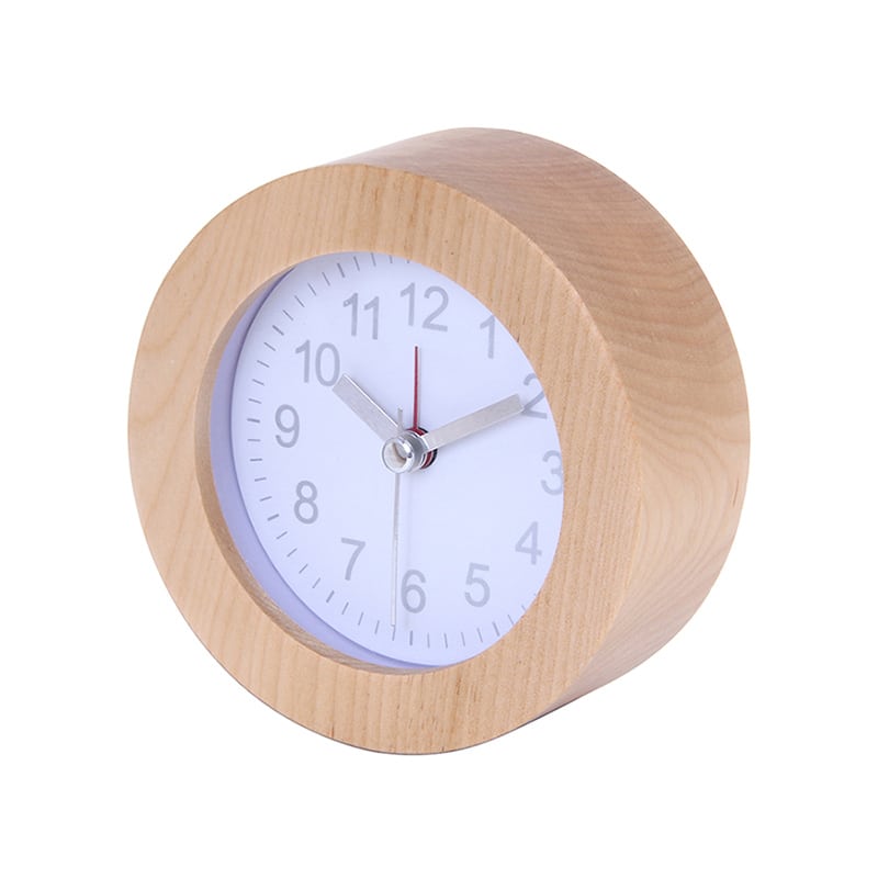 不二貿易 置時計 ウッド ラウンド ホワイト 36700 1個（ご注文単位1個）【直送品】