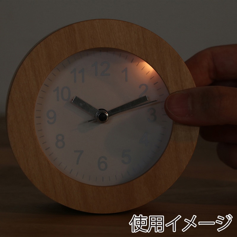 不二貿易 置時計 ウッド ラウンド ホワイト 36700 1個（ご注文単位1個）【直送品】