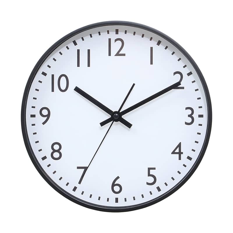 不二貿易 静音式掛時計 シンプル φ25cm ブラック 37858 1個（ご注文単位1個）【直送品】