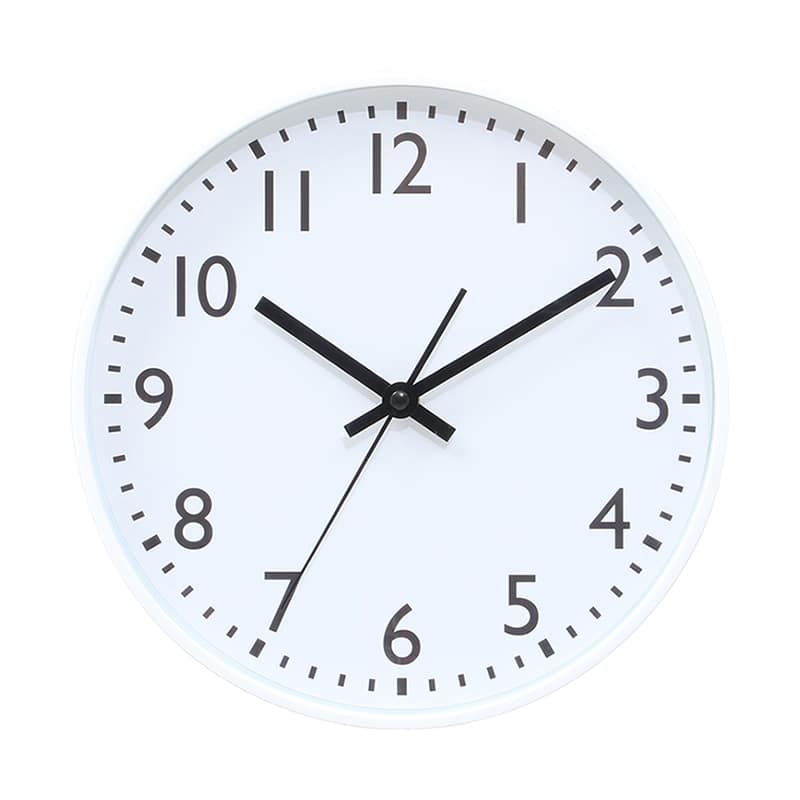 不二貿易 静音式掛時計 シンプル φ25cm ホワイト 37859 1個（ご注文単位1個）【直送品】