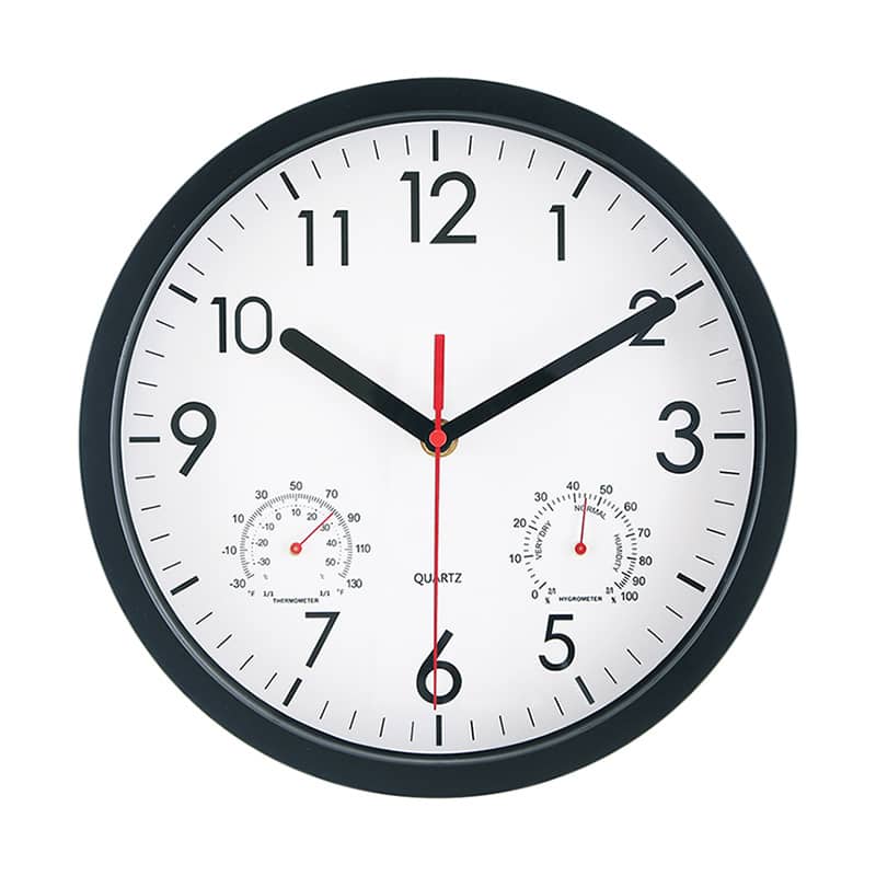 不二貿易 掛時計 温湿度計付 アーバン φ25cm ブラック 37860 1個（ご注文単位1個）【直送品】