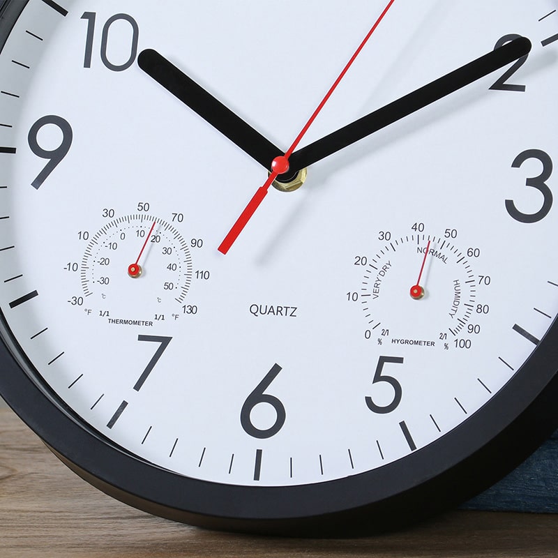 不二貿易 掛時計 温湿度計付 アーバン φ25cm ブラック 37860 1個（ご注文単位1個）【直送品】