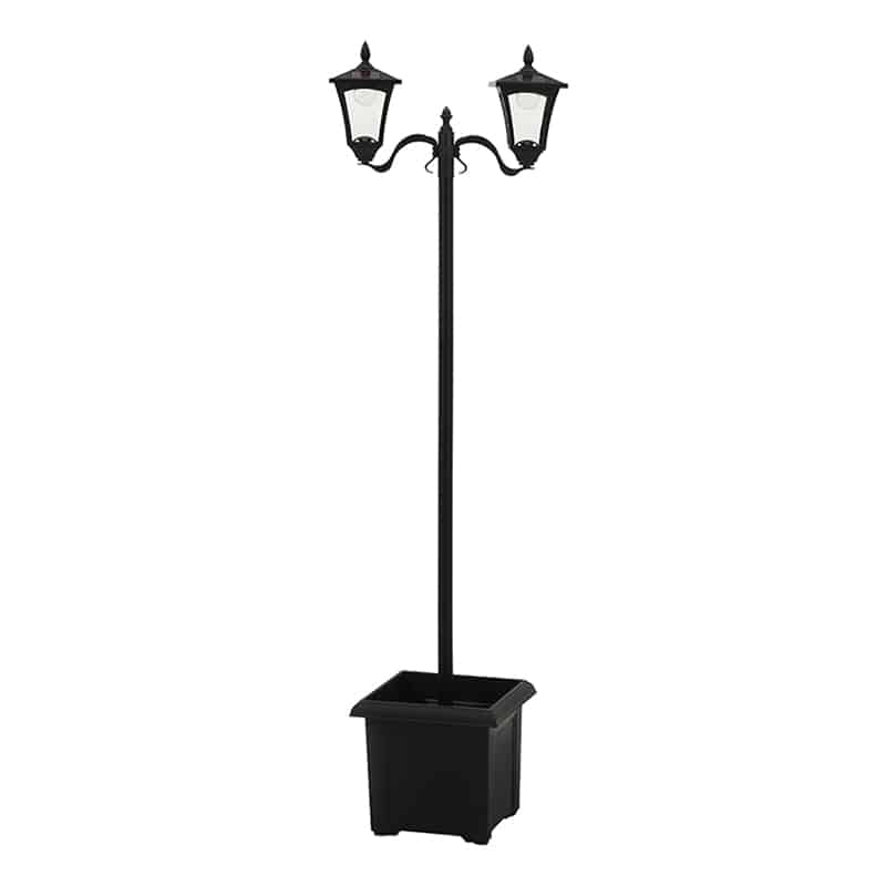 不二貿易 LEDソーラースタンドライト 2灯 プランター付き 38519 1個（ご注文単位1個）【直送品】