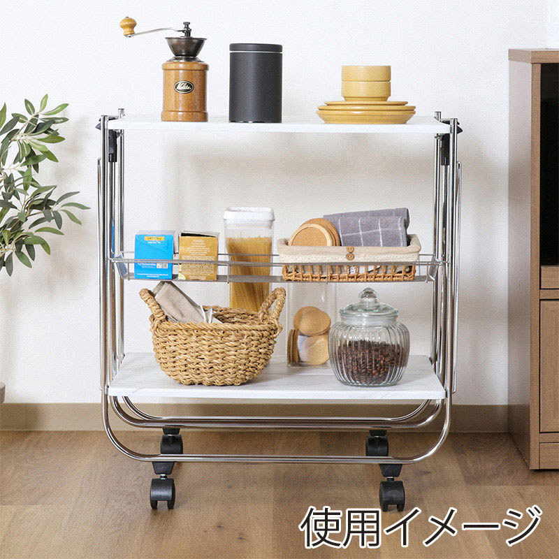 不二貿易 フォールディングワゴン 大理石柄 1台(ご注文単位1台)【直送品】