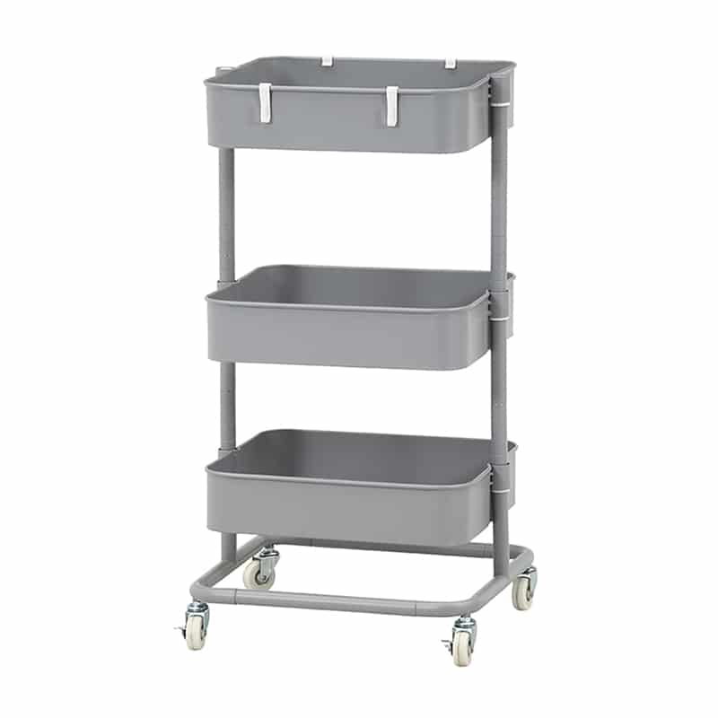 不二貿易 高さが調整できるワゴン マルシェ グレー 45067 1台（ご注文単位1台）【直送品】