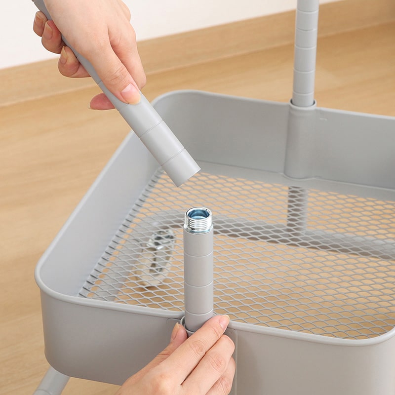 不二貿易 高さが調整できるワゴン マルシェ グレー 45067 1台（ご注文単位1台）【直送品】