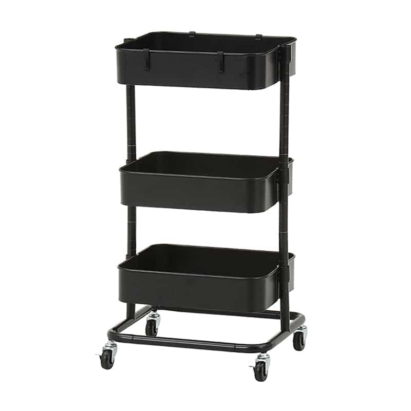 不二貿易 高さが調整できるワゴン マルシェ ブラック 45068 1台（ご注文単位1台）【直送品】