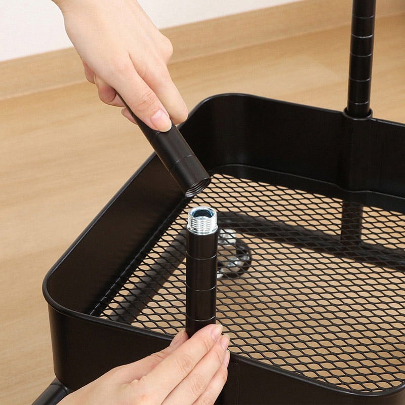 不二貿易 高さが調整できるワゴン マルシェ ブラック 45068 1台（ご注文単位1台）【直送品】