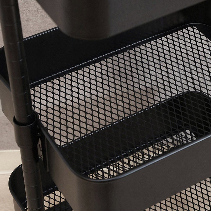 不二貿易 高さが調整できるワゴン マルシェ ブラック 45068 1台（ご注文単位1台）【直送品】