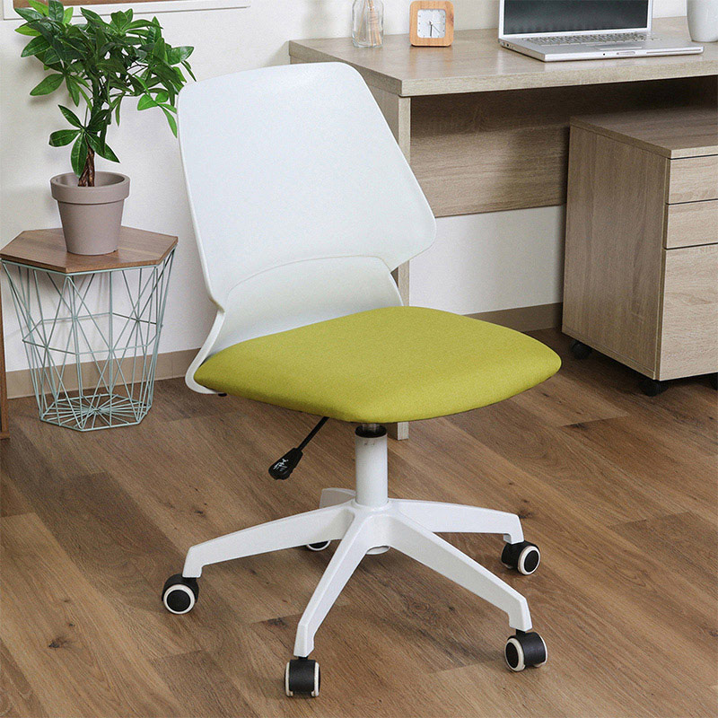 不二貿易 オフィスチェア ホワイト/グリーン 3117-4 1台(ご注文単位1台)【直送品】