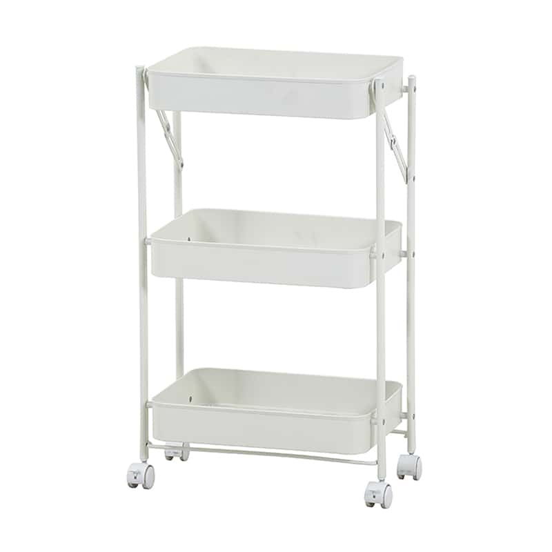 不二貿易 組立て楽な折畳めるワゴン スパーク オフホワイト 50614 1台（ご注文単位1台）【直送品】