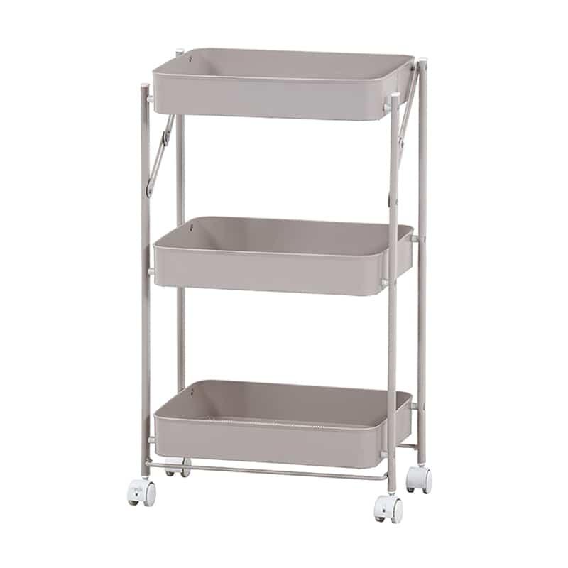 不二貿易 組立て楽な折畳めるワゴン スパーク グレージュ 50616 1台（ご注文単位1台）【直送品】