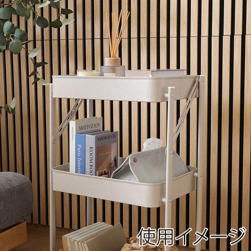 不二貿易 組立て楽な折畳めるワゴン スパーク グレージュ 50616 1台（ご注文単位1台）【直送品】