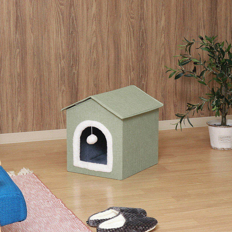不二貿易 ペットハウス三角屋根 Sサイズ グリーン 1個(ご注文単位1個)【直送品】