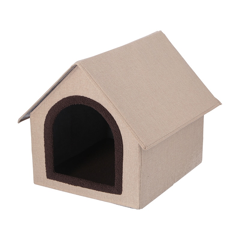 不二貿易 ペットハウス三角屋根 Lサイズ ベージュ 1個（ご注文単位1個）【直送品】