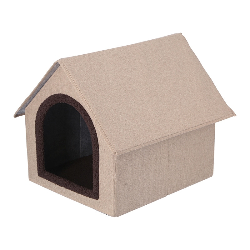 不二貿易 ペットハウス三角屋根 Lサイズ ベージュ 1個(ご注文単位1個)【直送品】