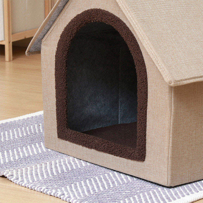 不二貿易 ペットハウス三角屋根 Lサイズ ベージュ 1個(ご注文単位1個)【直送品】