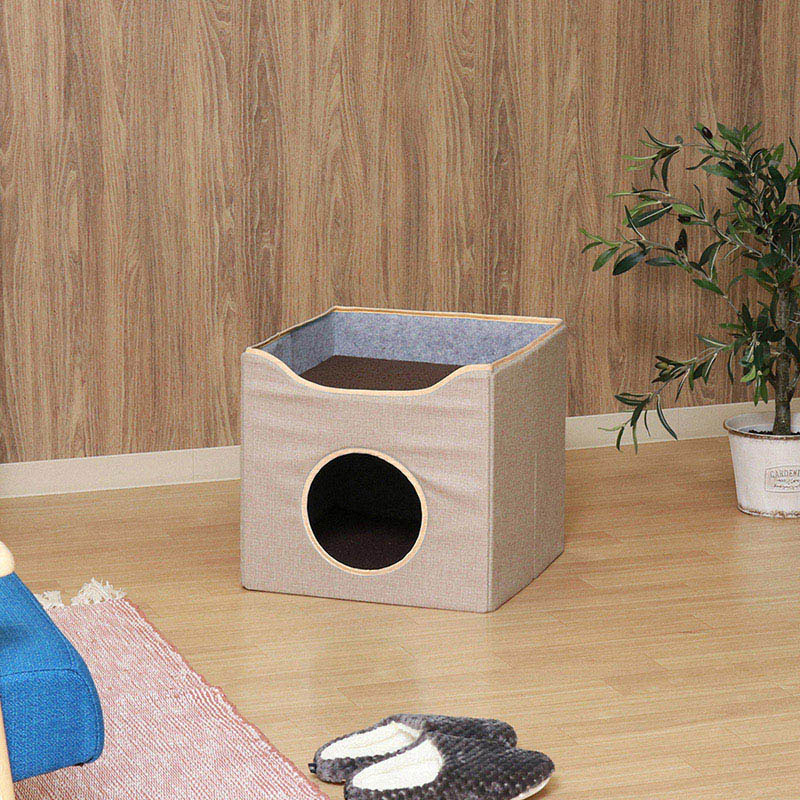 不二貿易 ペットハウス ルーフベッド付き ベージュ 1個(ご注文単位1個)【直送品】