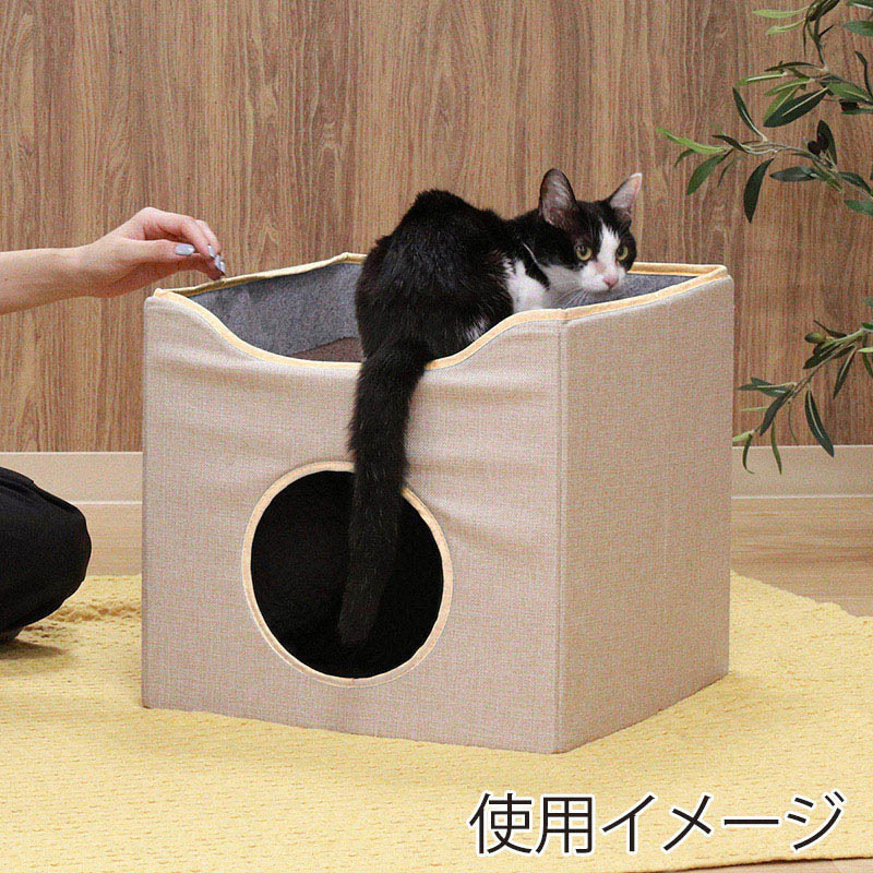 不二貿易 ペットハウス ルーフベッド付き ベージュ 1個(ご注文単位1個)【直送品】