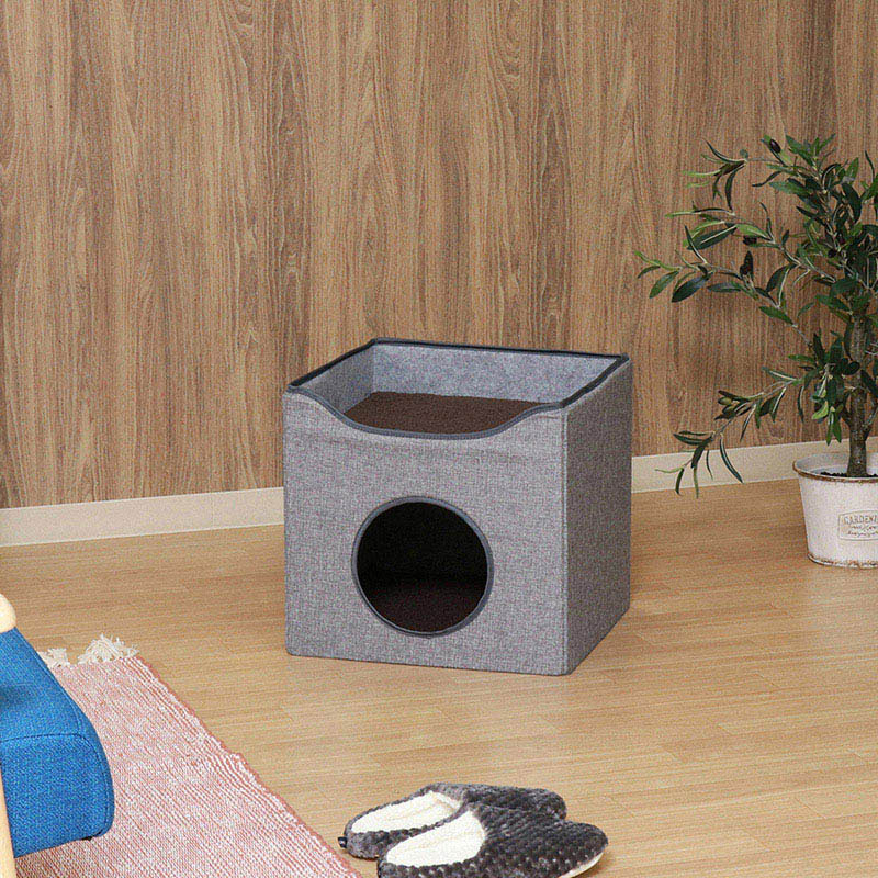 不二貿易 ペットハウス ルーフベッド付き グレー 1個(ご注文単位1個)【直送品】