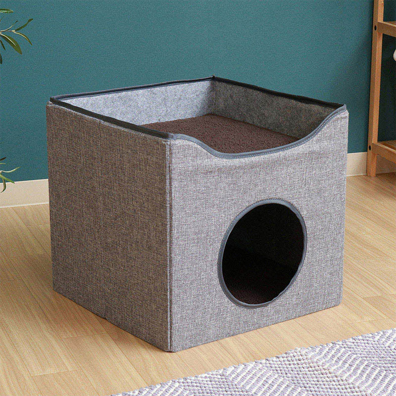 不二貿易 ペットハウス ルーフベッド付き グレー 1個(ご注文単位1個)【直送品】