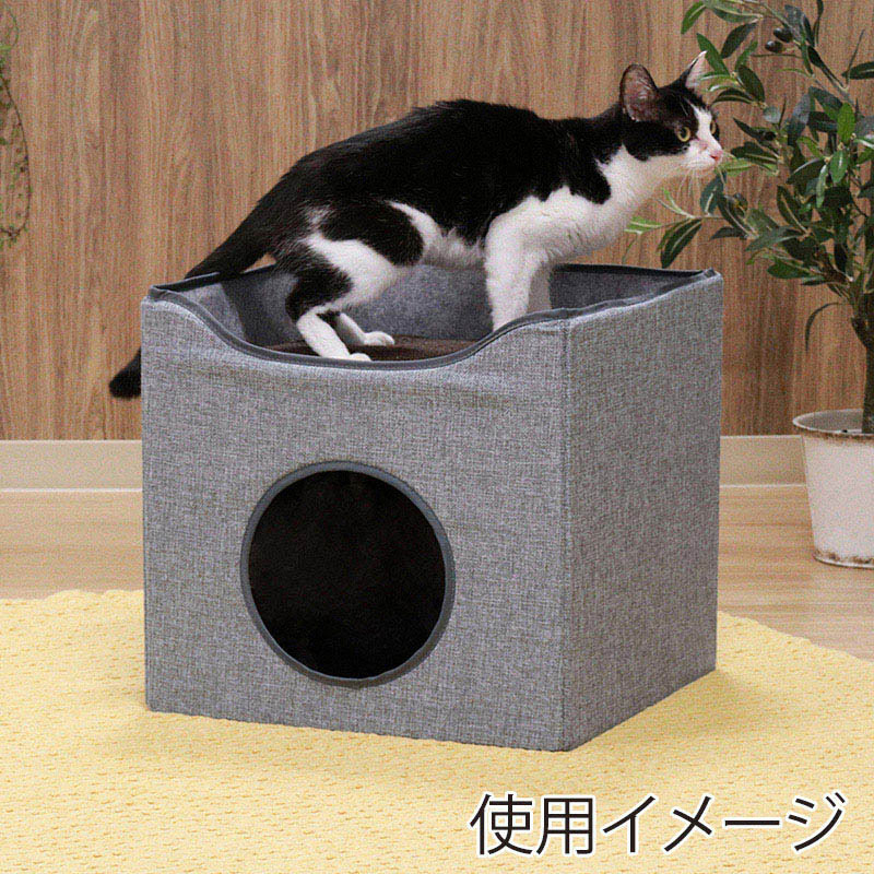 不二貿易 ペットハウス ルーフベッド付き グレー 1個(ご注文単位1個)【直送品】