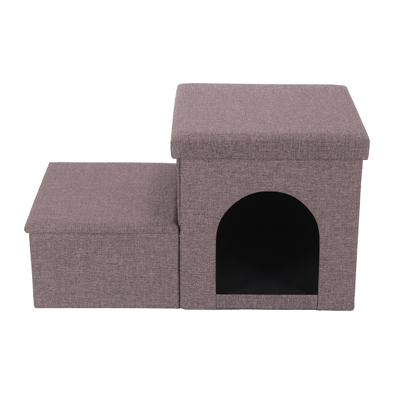 不二貿易 収納付きペットステップ&ハウス チャコールグレー 1個(ご注文単位1個)【直送品】
