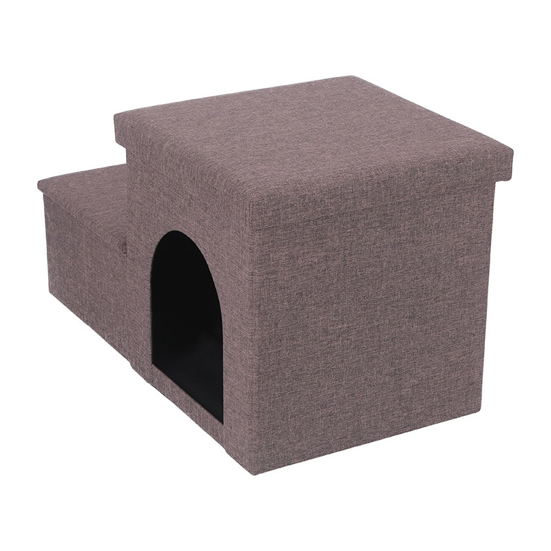 不二貿易 収納付きペットステップ&ハウス チャコールグレー 1個(ご注文単位1個)【直送品】