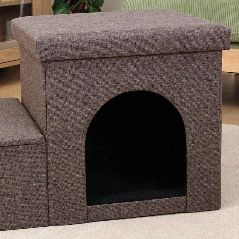 不二貿易 収納付きペットステップ&ハウス チャコールグレー 1個(ご注文単位1個)【直送品】