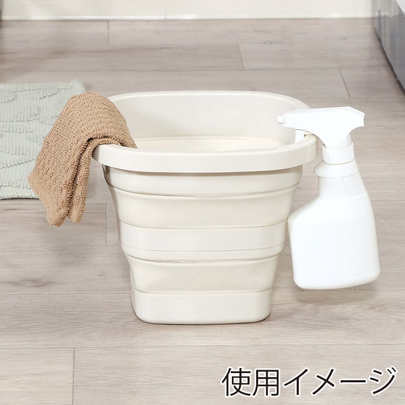 不二貿易 折りたたみバケツ 5L アイボリー 60682 1個（ご注文単位6個）【直送品】
