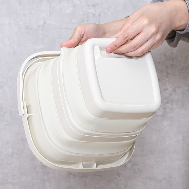 不二貿易 折りたたみバケツ 5L アイボリー 60682 1個（ご注文単位6個）【直送品】