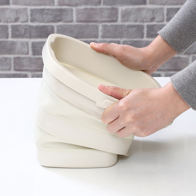 不二貿易 折りたたみバケツ 5L アイボリー 60682 1個（ご注文単位6個）【直送品】