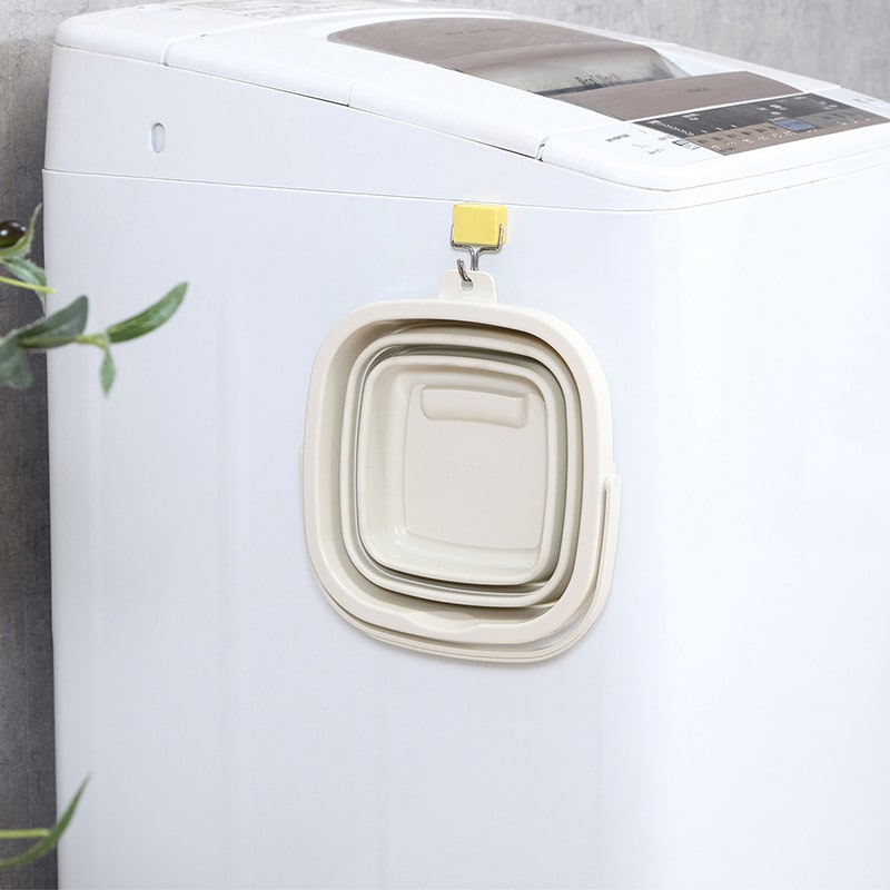 不二貿易 折りたたみバケツ 5L アイボリー 60682 1個（ご注文単位6個）【直送品】