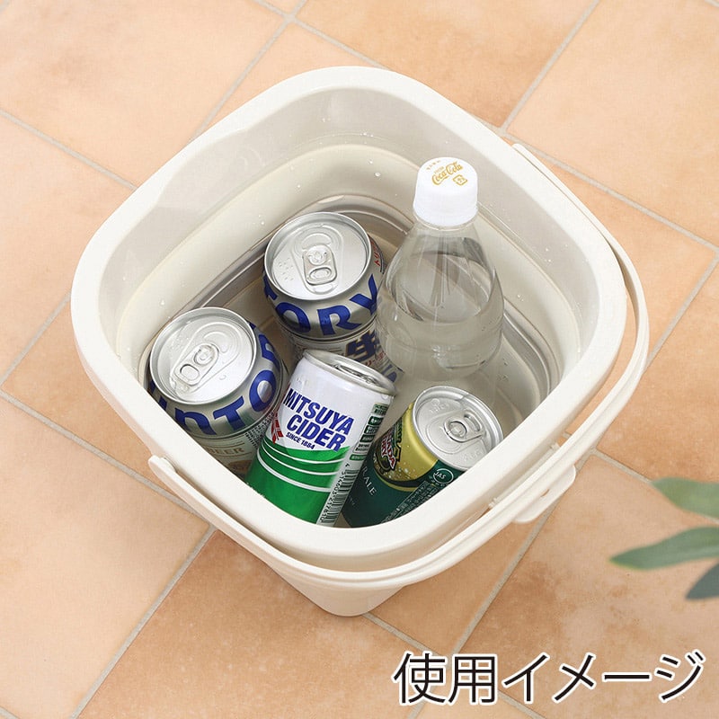 不二貿易 折りたたみバケツ 5L アイボリー 60682 1個（ご注文単位6個）【直送品】