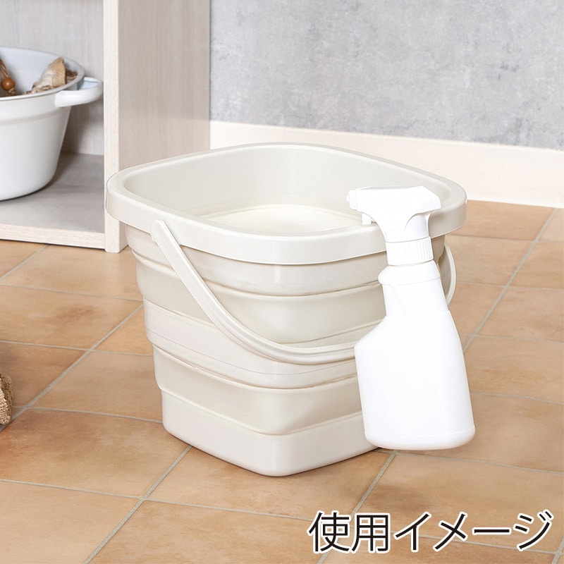 不二貿易 折りたたみバケツ 5L アイボリー 60682 1個（ご注文単位6個）【直送品】
