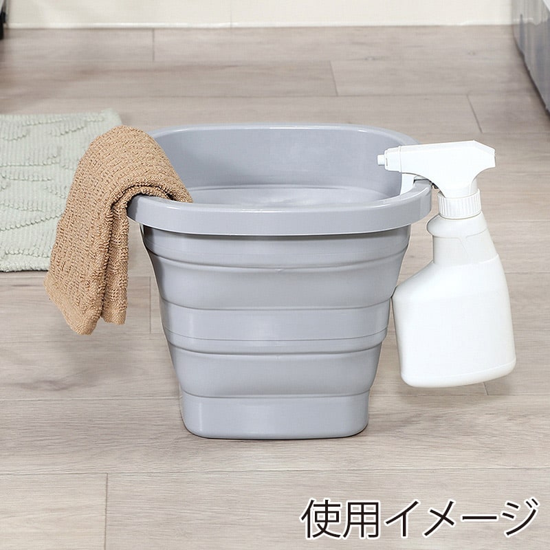 不二貿易 折りたたみバケツ 5L グレー 60683 1個（ご注文単位6個）【直送品】