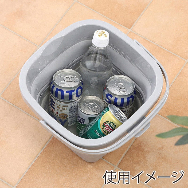 不二貿易 折りたたみバケツ 5L グレー 60683 1個（ご注文単位6個）【直送品】