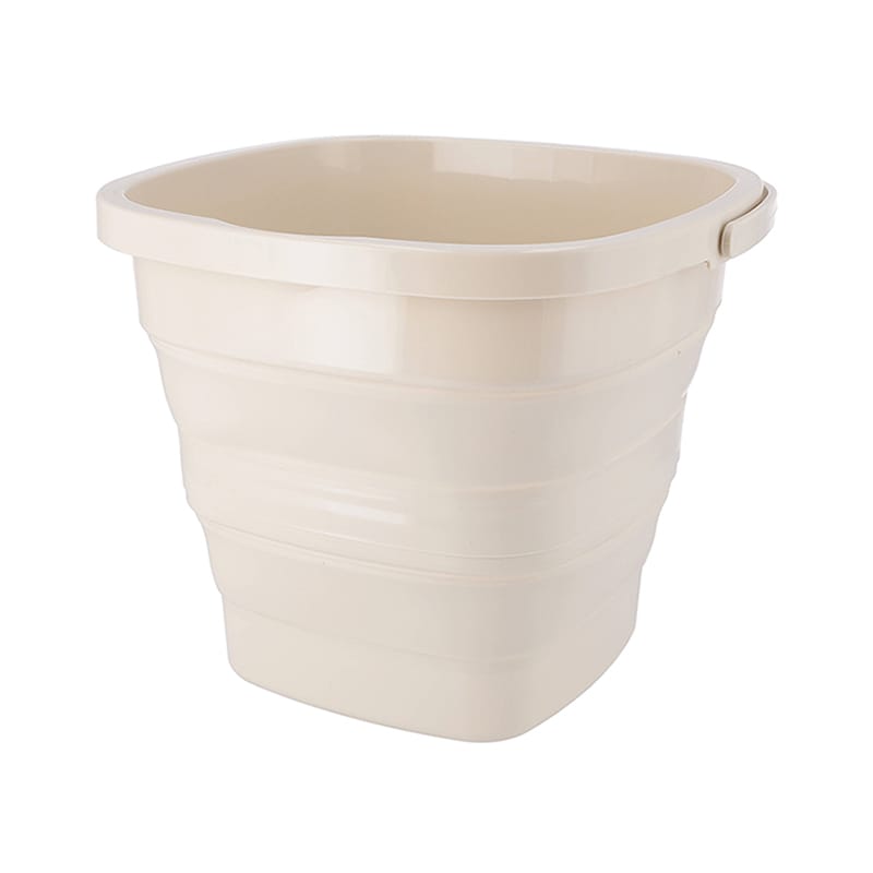 不二貿易 折りたたみバケツ 10L アイボリー 60684 1個（ご注文単位6個）【直送品】