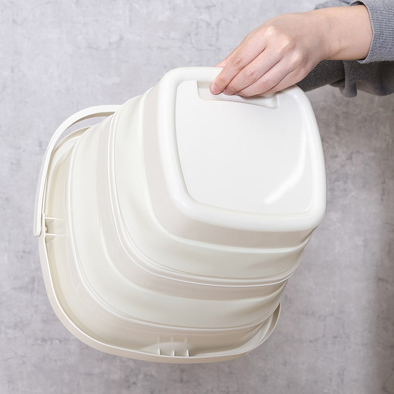 不二貿易 折りたたみバケツ 10L アイボリー 60684 1個（ご注文単位6個）【直送品】