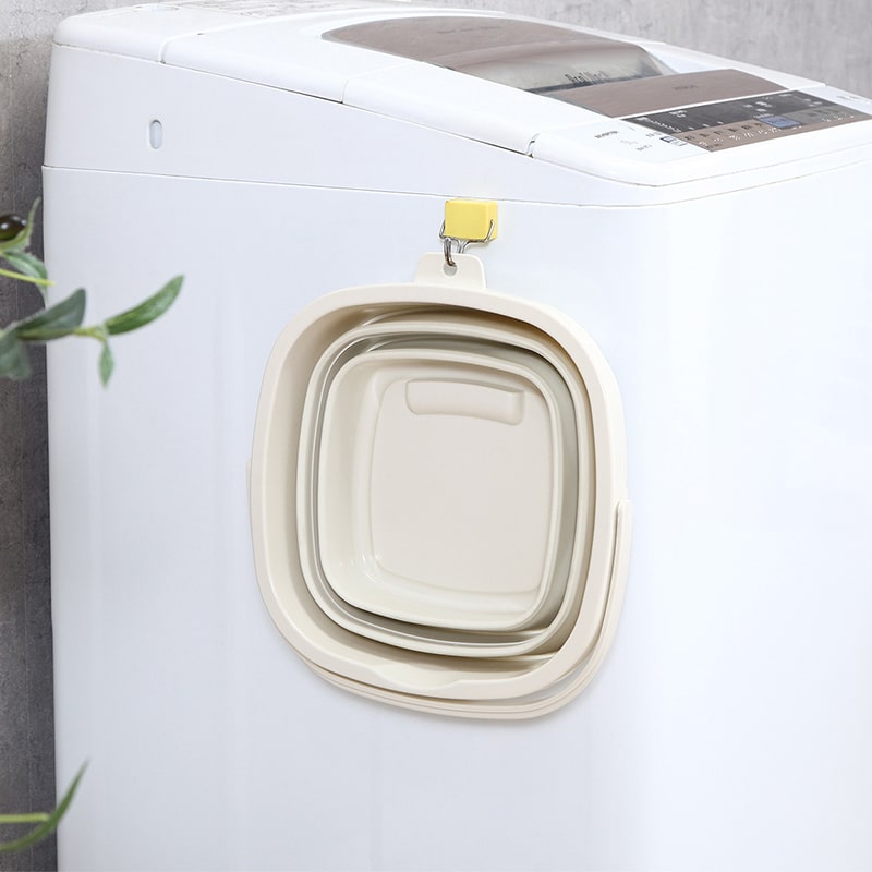 不二貿易 折りたたみバケツ 10L アイボリー 60684 1個（ご注文単位6個）【直送品】