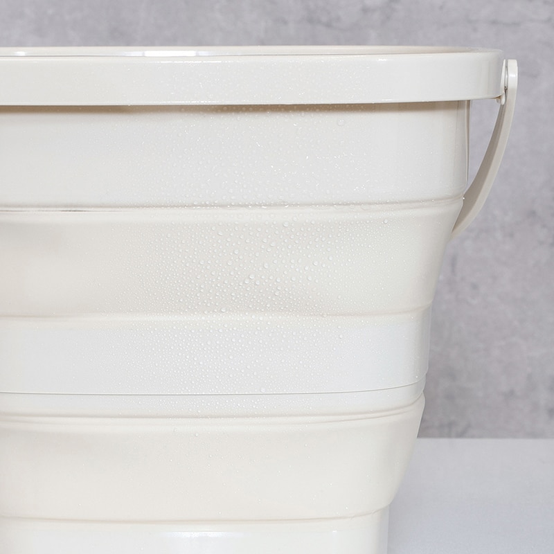 不二貿易 折りたたみバケツ 10L アイボリー 60684 1個（ご注文単位6個）【直送品】