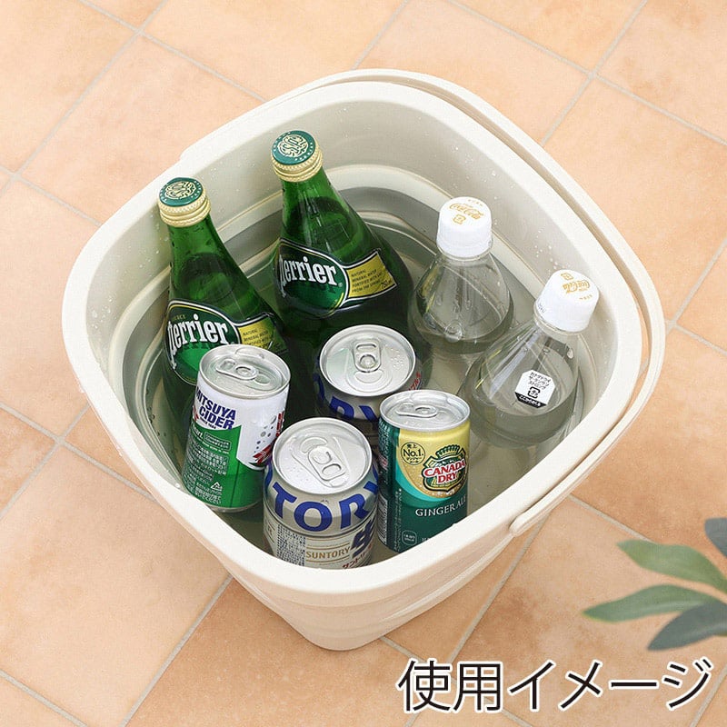 不二貿易 折りたたみバケツ 10L アイボリー 60684 1個（ご注文単位6個）【直送品】