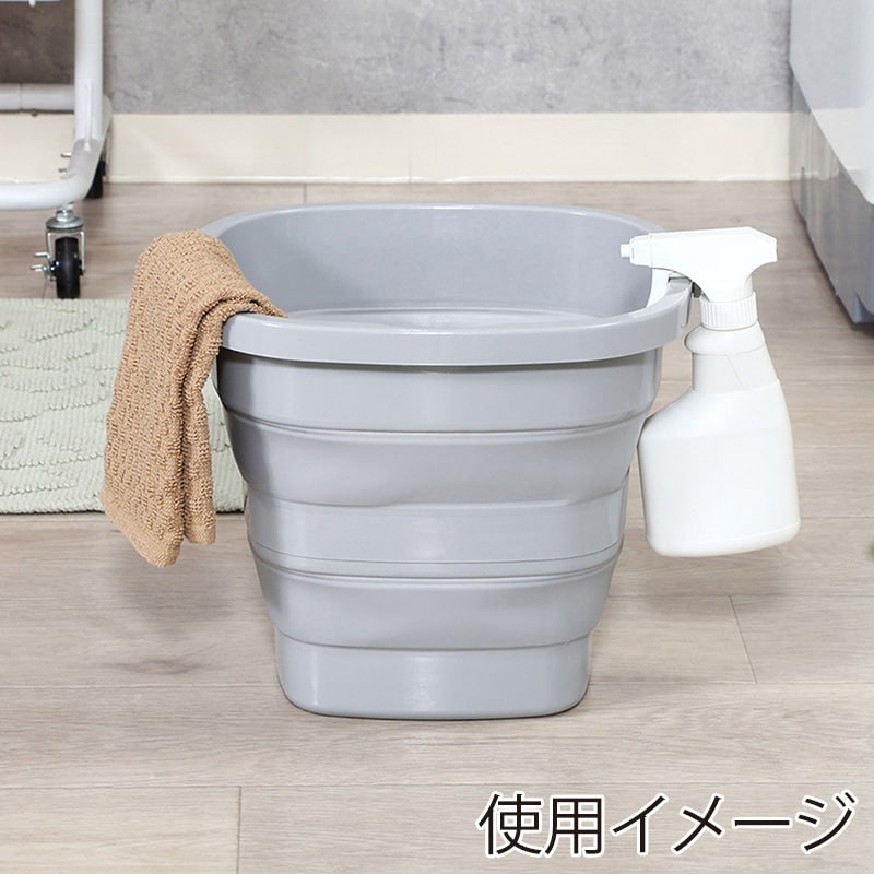 不二貿易 折りたたみバケツ 10L グレー 60685 1個（ご注文単位6個）【直送品】