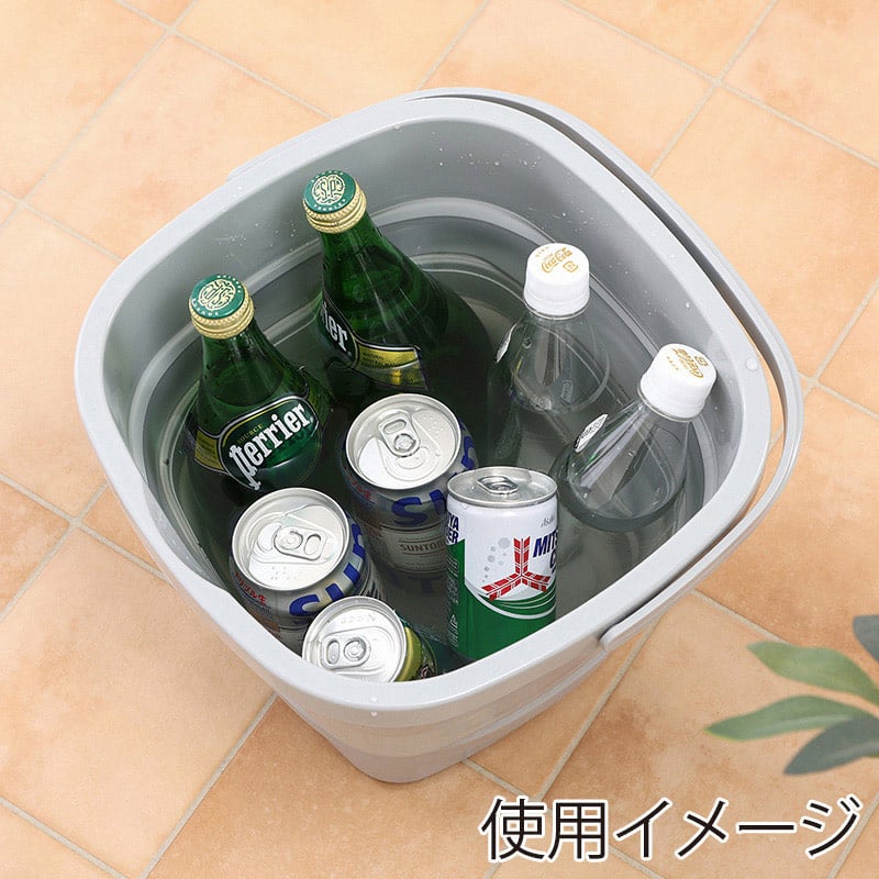 不二貿易 折りたたみバケツ 10L グレー 60685 1個（ご注文単位6個）【直送品】