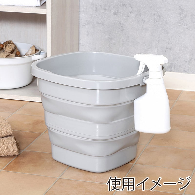 不二貿易 折りたたみバケツ 10L グレー 60685 1個（ご注文単位6個）【直送品】