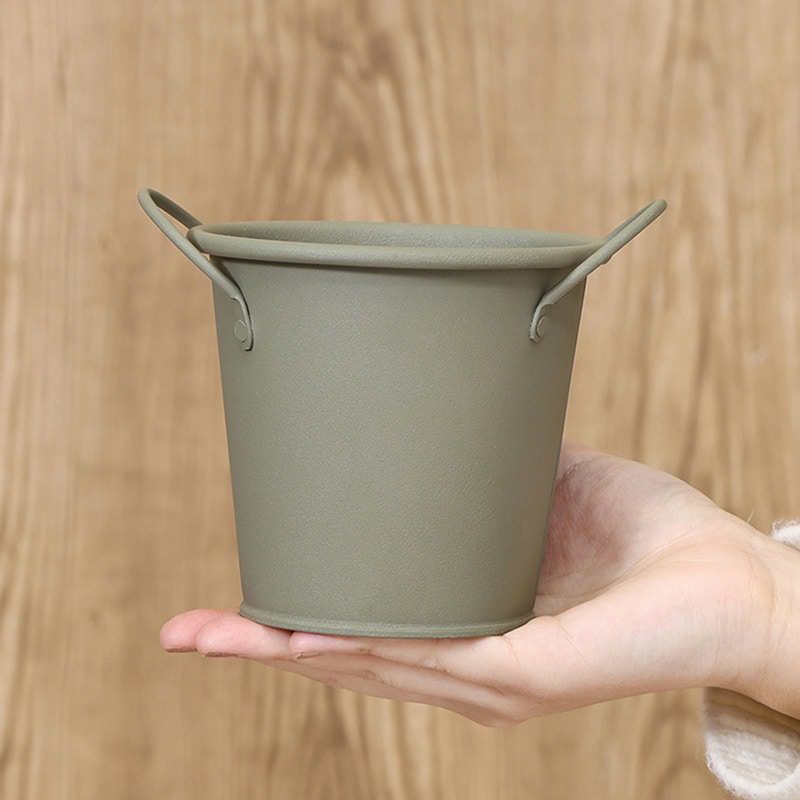 不二貿易 スチールラウンドバケツ S カーキ 61433 1個（ご注文単位5個）【直送品】