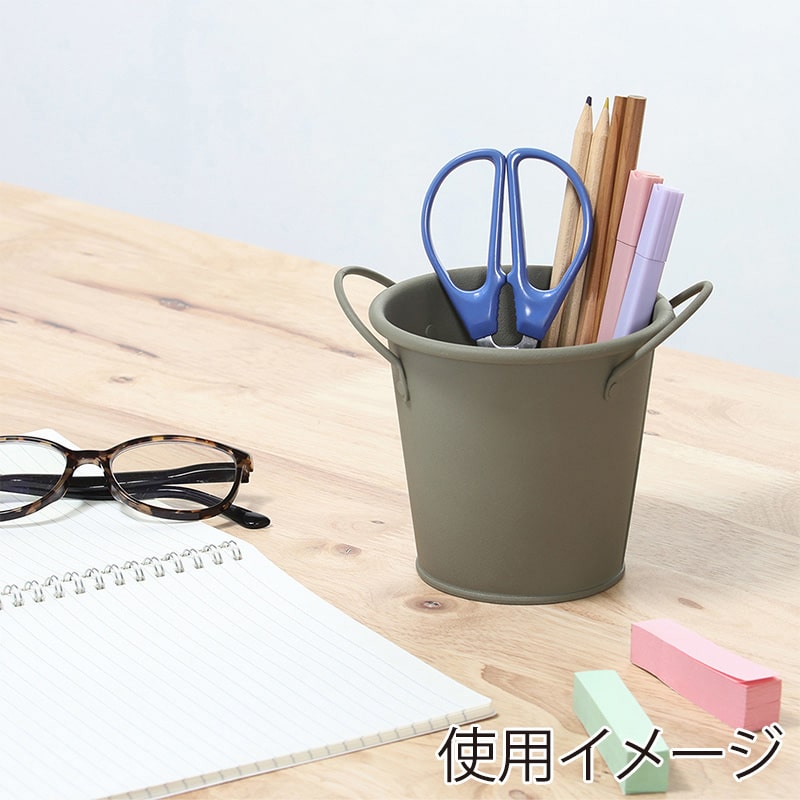 不二貿易 スチールラウンドバケツ S カーキ 61433 1個（ご注文単位5個）【直送品】