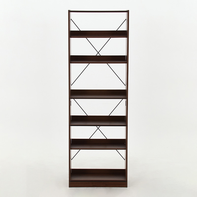 不二貿易 EZBO オープンラック 6段 ミディアムブラウン 1台(ご注文単位1台)【直送品】