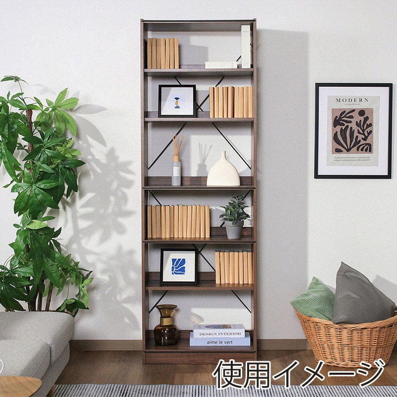 不二貿易 EZBO オープンラック 6段 ミディアムブラウン 1台(ご注文単位1台)【直送品】